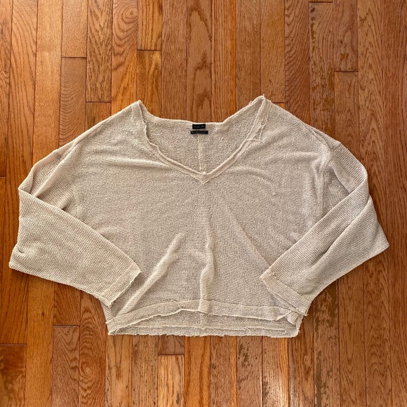 Beige tan cream caramel Free People long sleeve sweater - Picture 1 of 7